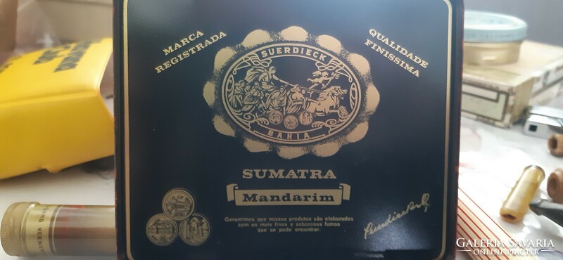 Suerdieck Bahia Sumatra Mandarin ritka szivarkás fémdoboz regi eladó