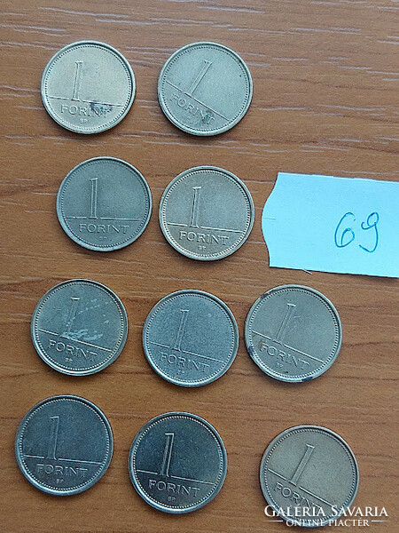10 pieces of Hungarian 1 forint, all different year 69