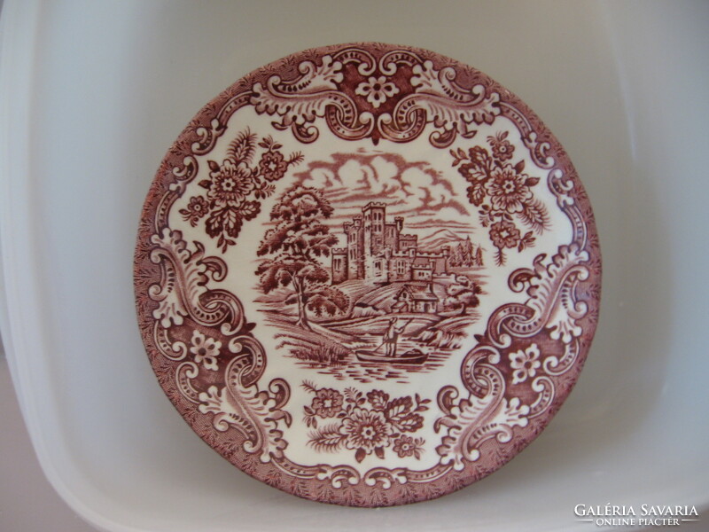 English myott meakin staffordshire burgundy small plate set of 6 castle skylines