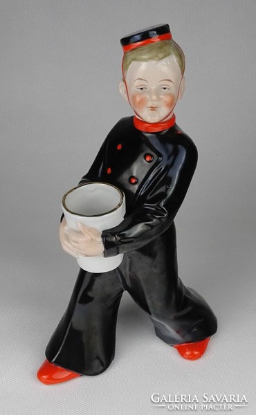 1N487 art deco londiner porcelain figurine drink bottle with removable head 22.5 Cm