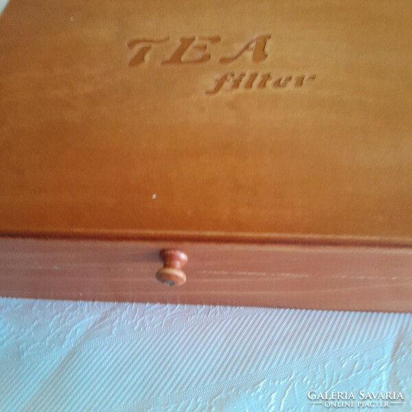 Wooden box with tea filter
