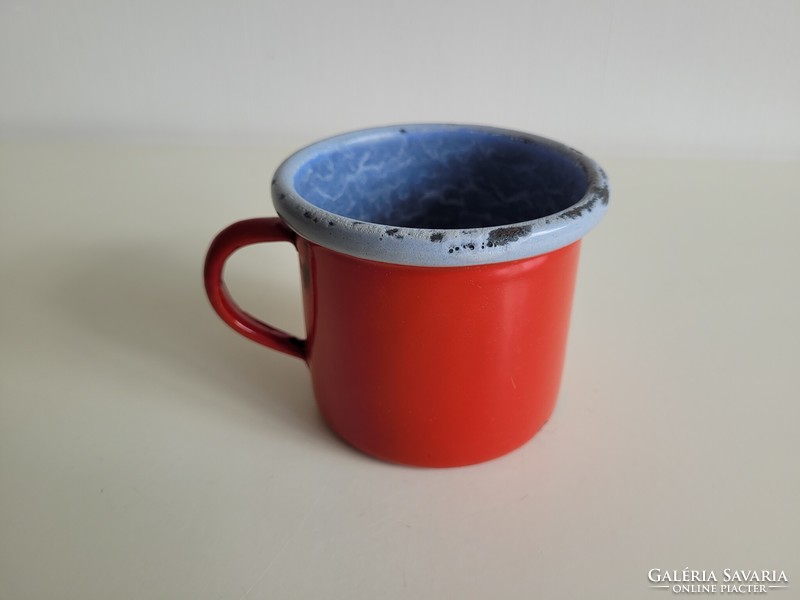 Old antique Budafok phoenix red enameled 0.25 liter mug