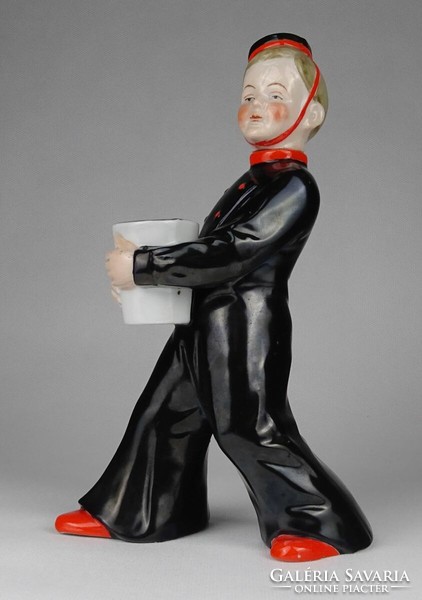 1N487 art deco londiner porcelain figurine drink bottle with removable head 22.5 Cm
