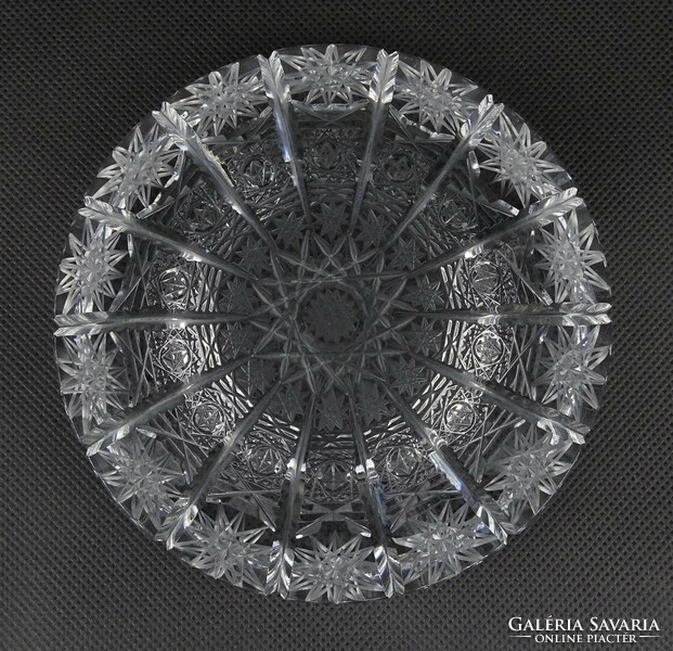 1N486 Régi csiszolt kristály hamutál 13.5 cm 880g