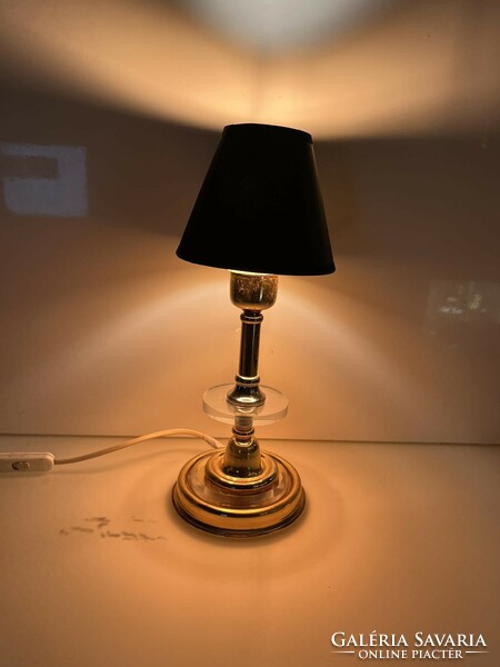 Lampshade - 6 pcs - new - 14 x 11 cm - dark black - glossy - silk - antique gold interior