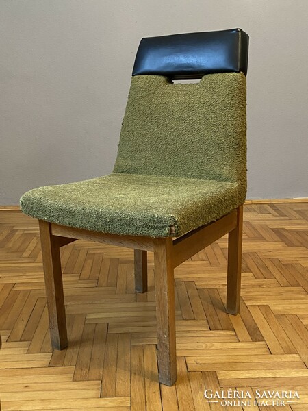 Green textile and black leather Scandinavian midcentury desk chair