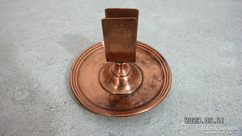 Antique copper match holder ashtray