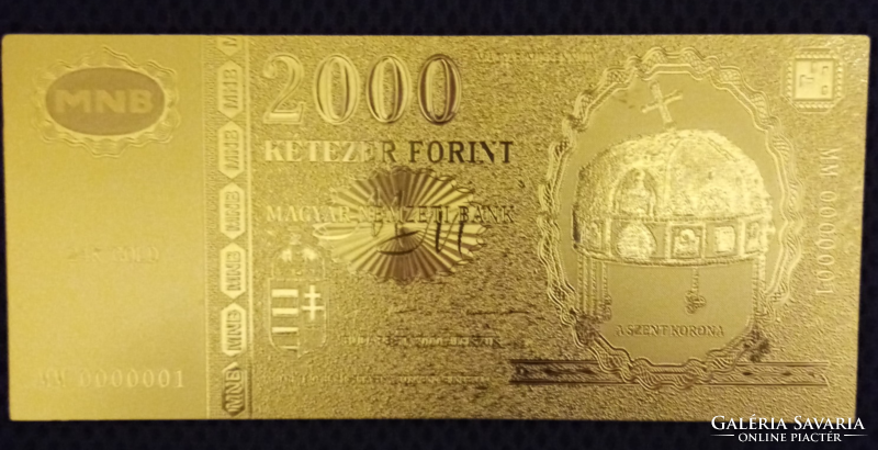 24 karátos aranyozott kétezer forint / 2000 forint 2000 évi millenniumi kiadás