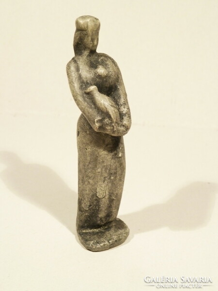 Mysterious ceramic figurine, Kabbalah, woman with bird.