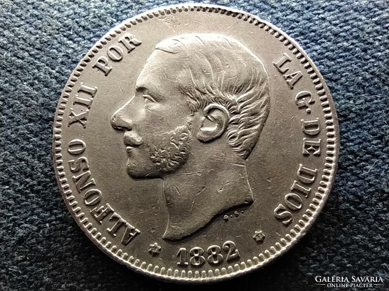 Spanyolország XII. Alfonz (1874-1885) .835 ezüst 2 Peseta 1882 M (id65349)