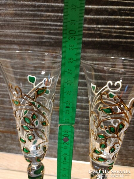 2 tiffany patterned champagne glasses, goblet