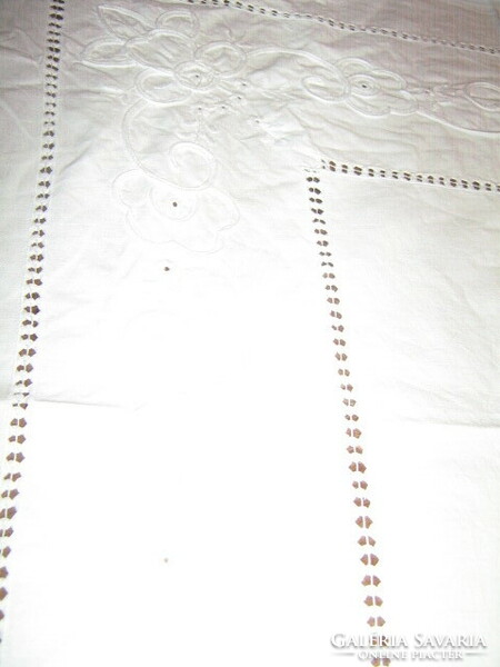 Beautiful azure stitched lace white tablecloth