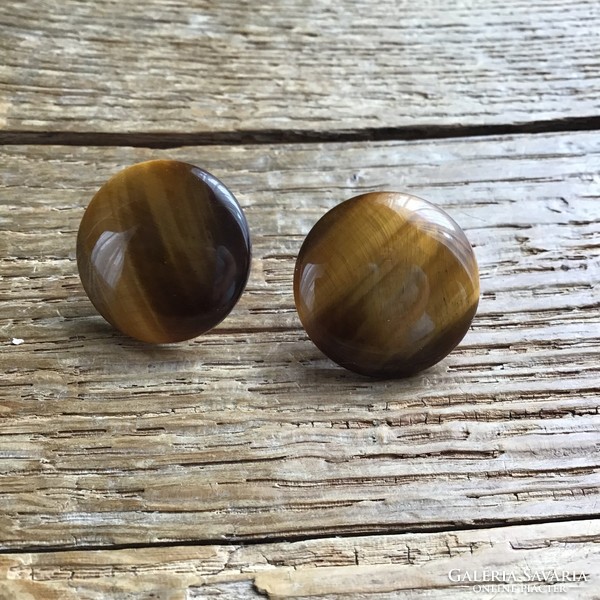 Tiger eye mineral earrings with silver fittings