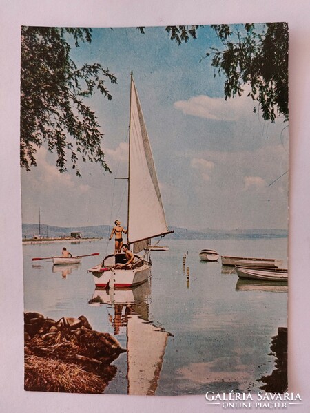 Old postcard balaton photo postcard sailing boats