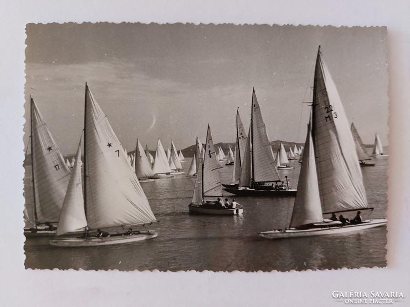 Old postcard balaton photo postcard sailboats
