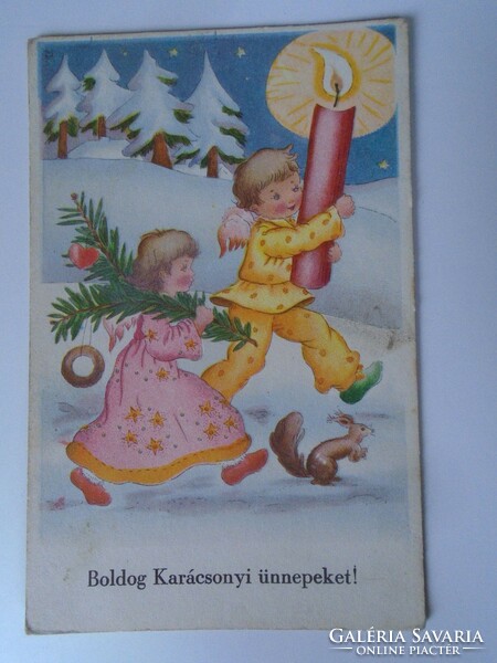 D195598  Karácsonyi   képeslap 1940's Munkács