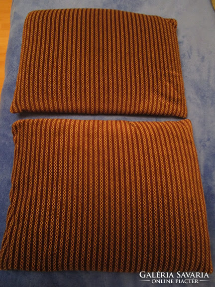 2 Brown striped velvet cushions, decorative pillows, small pillows