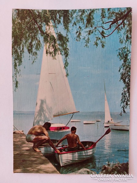 Old postcard balaton photo postcard sailboats boats