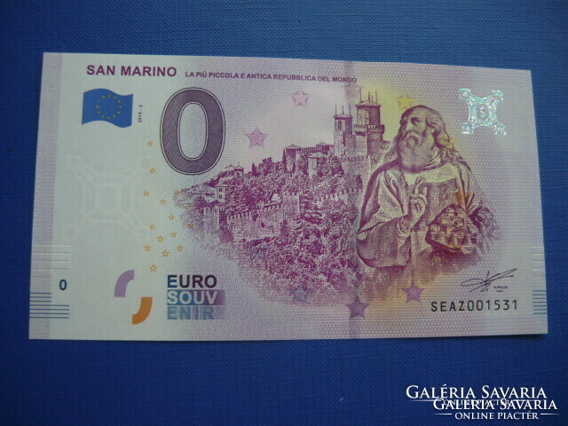 San marino 0 euro 2019 holy marinus! Rare memory paper money! Unc!