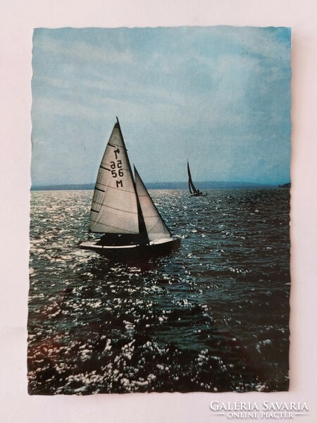 Old postcard 1973 Balaton photo postcard sailing