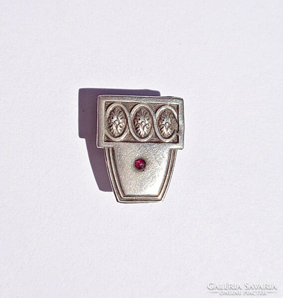 Antique silver slider with tiny red stones
