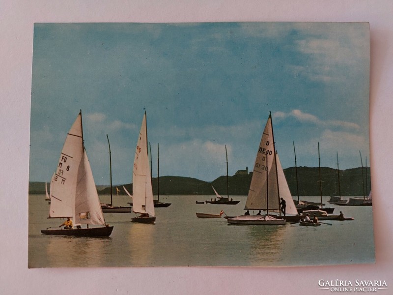 Old postcard balaton photo postcard sailboats