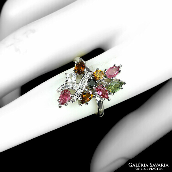 57 And genuine tourmaline 925 sterling silver ring