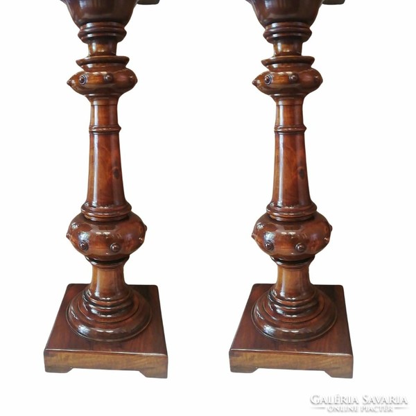 Pair of renovated wooden pedestals - b376