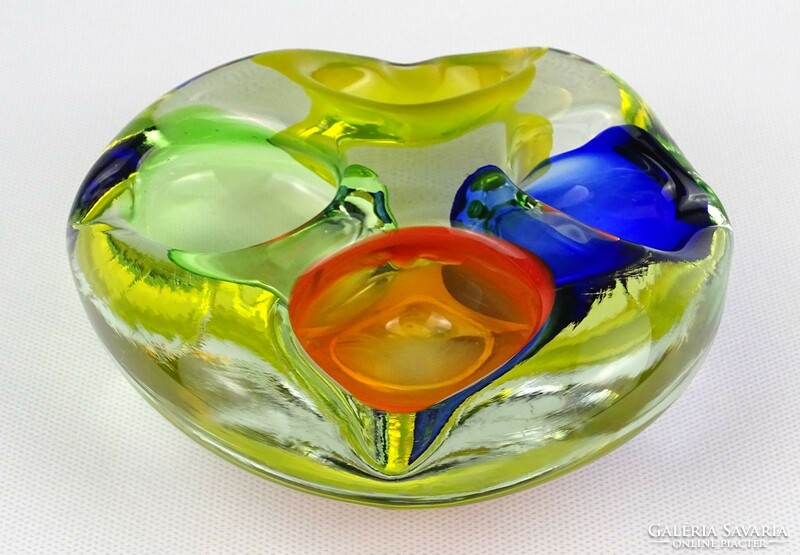 1M437 blown glass Bohemian artistic glass ashtray 14 cm