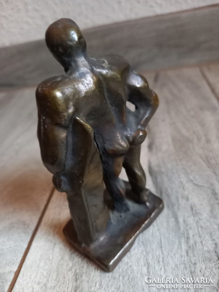 Old cast bronze statue: Hercules (12x6.8x4 cm)