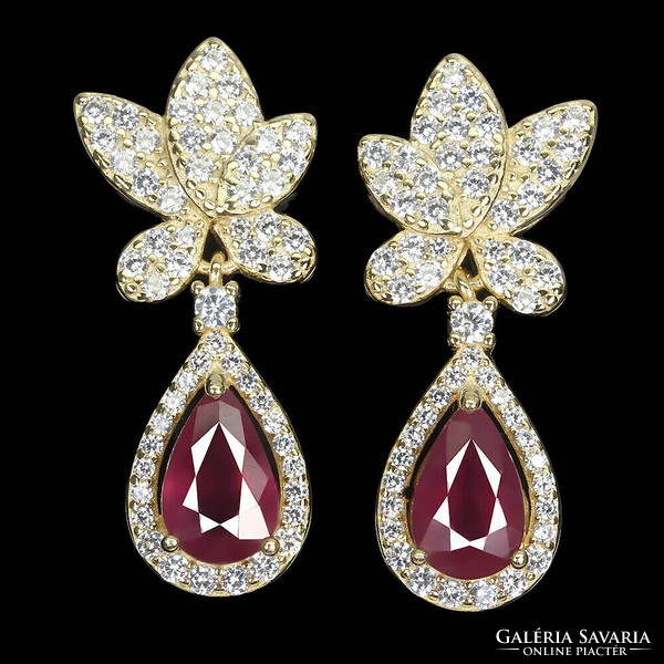 Real ruby with 925 silver earrings