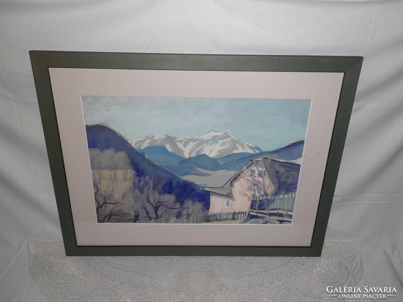 Gyönyörű Alpesi tájat ábrázoló festmény