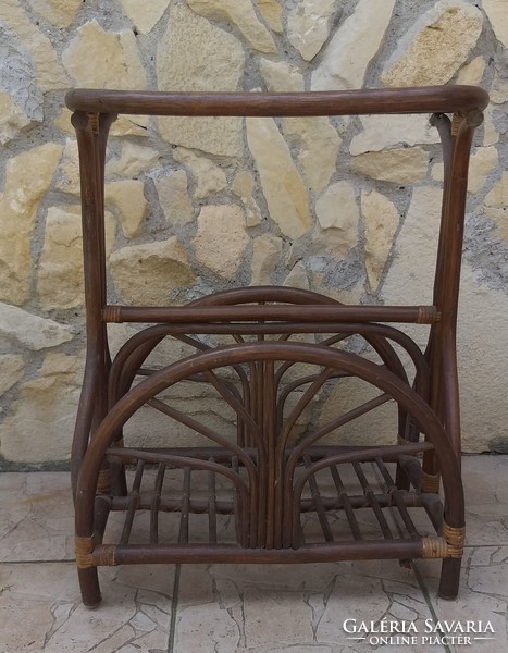 Thonet-style rattan small table newspaper holder