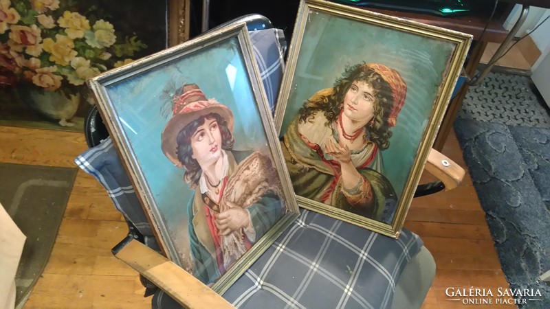 Early bieder portrait couple Austrian 1820k oil/cardboard ? Or a contemporary print?