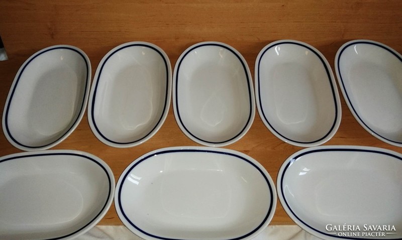 Alföldi porcelán kék csíkos virslis főzelékes adagtál menzás tányér 8 db egyben (ia)