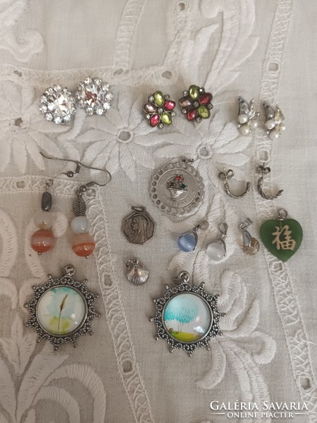 13 old handmade vintage earrings, clips, pendants for sale!