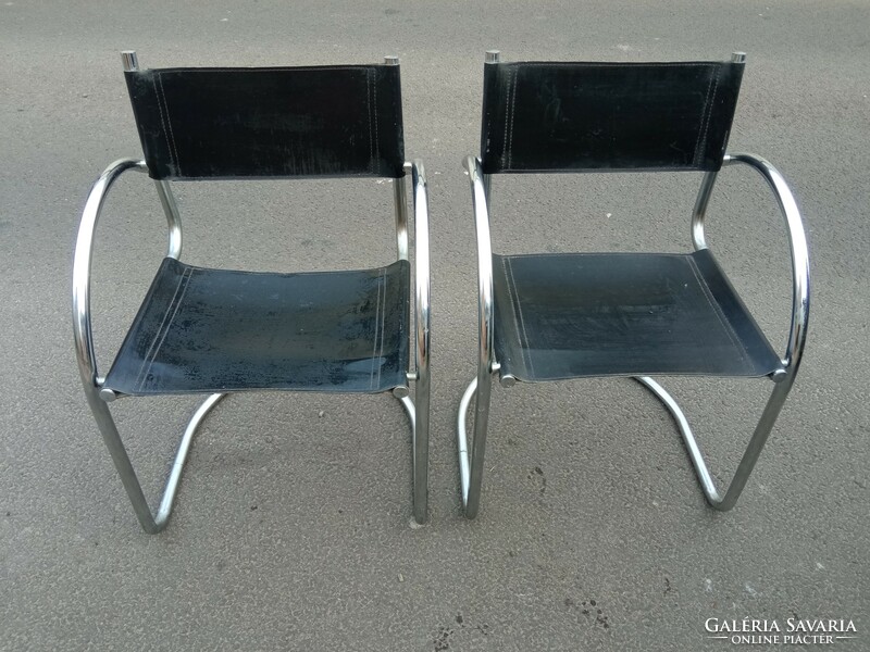Bauhaus, krómozott csővázas székek, 2db, Marcel Breuer