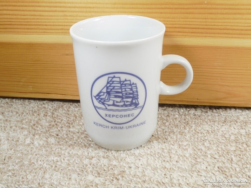 Retro old porcelain mug inmaris Ukraine Crimea tourist souvenir souvenir