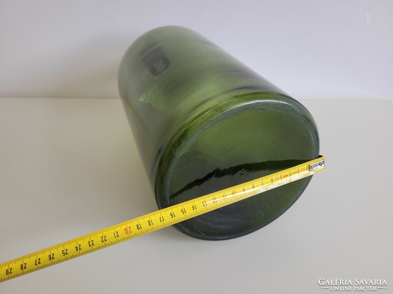 Old large size 6 liter olive green green huta glass bottle balloon bottle 40.5 cm