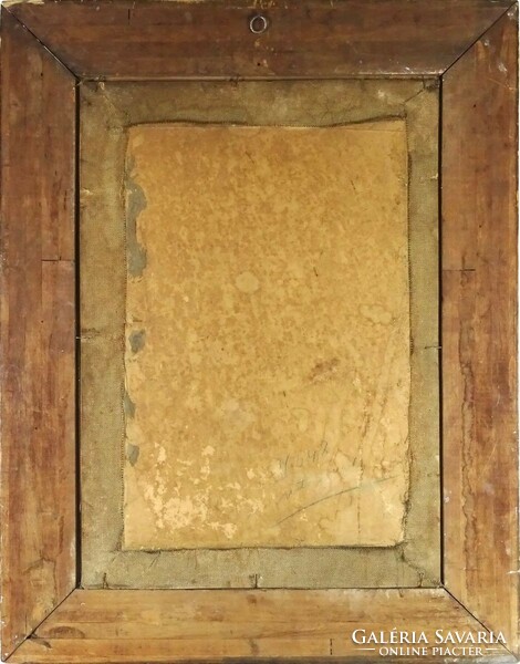 1M452 Antik tűgobelin : Udvarlás a kastélykertben 76 x 59 cm