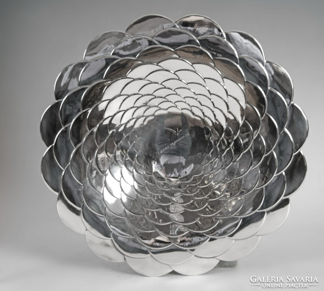 Silver large articulated round bowl