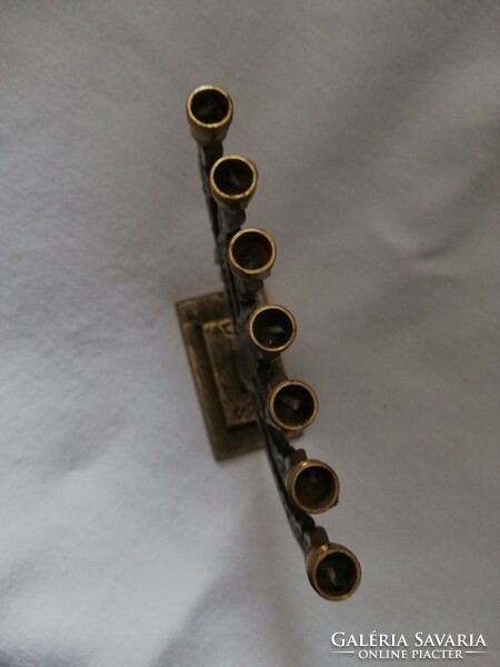 Brass engraved pattern menorah