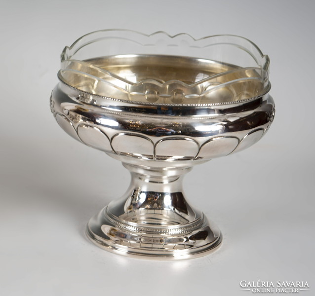 Silver glass centerpiece / tray with rose decor
