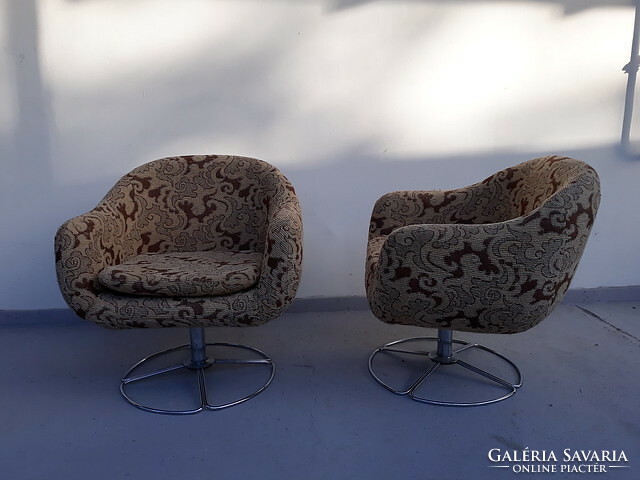 Retro bútor kárpitozott forgós kagyló fotel szék 2 darab 4953