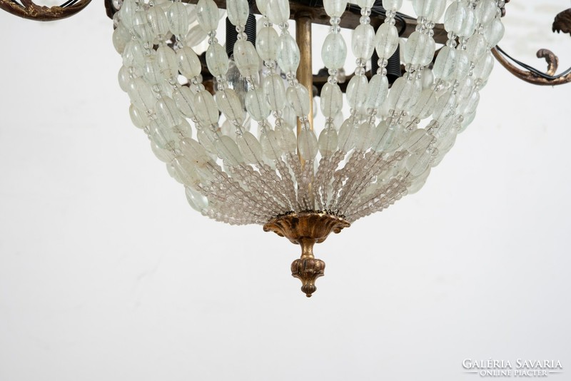 Ampoule-shaped chandelier strung with Murano glass beads