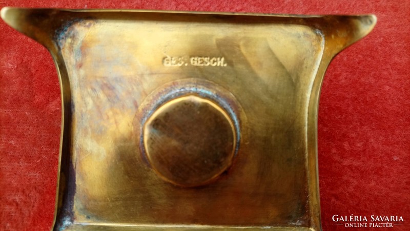 Antique art nouveau copper marked (gesetzlich geschutzt) protected inkwell rarity!