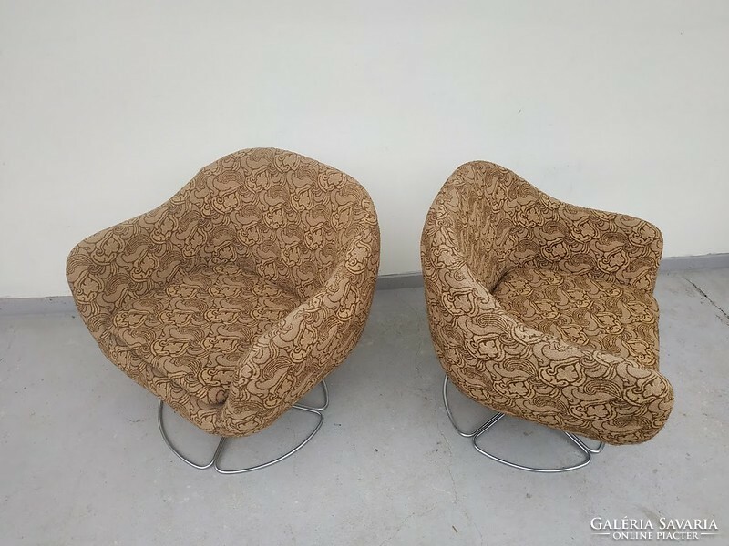 Retro furniture upholstered swivel shell armchair chair 2 pieces 4958
