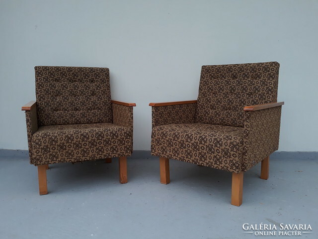 Retro fotel bútor kárpitozott fa karfás fotel szék 2 darab 5466