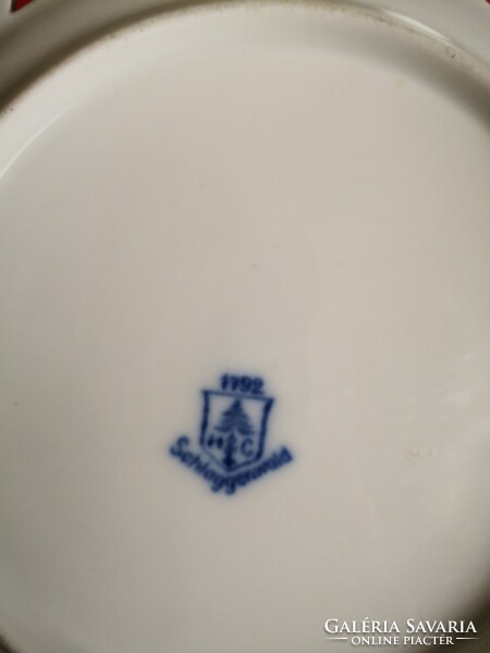 Schlaggenwald, máz alatti kobalt kék festésű porcelán tányér