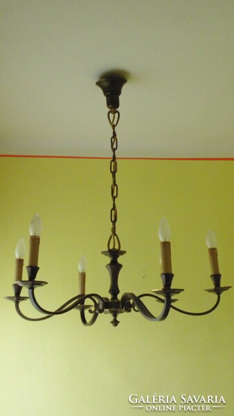Chandelier, 6 arms copper, 75 cm, working